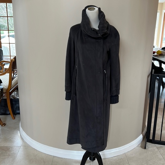 Transit 251 Charcoal Faux Suede & Wool Maxi Coat.  XS - Picture 2 of 16